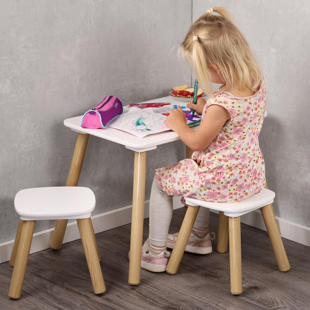 Kesper | Kindertisch mit 2 Stühlen, FSC®-zertifizierte Faserplatte & Kiefernholz, Masse Tisch: 58 x
