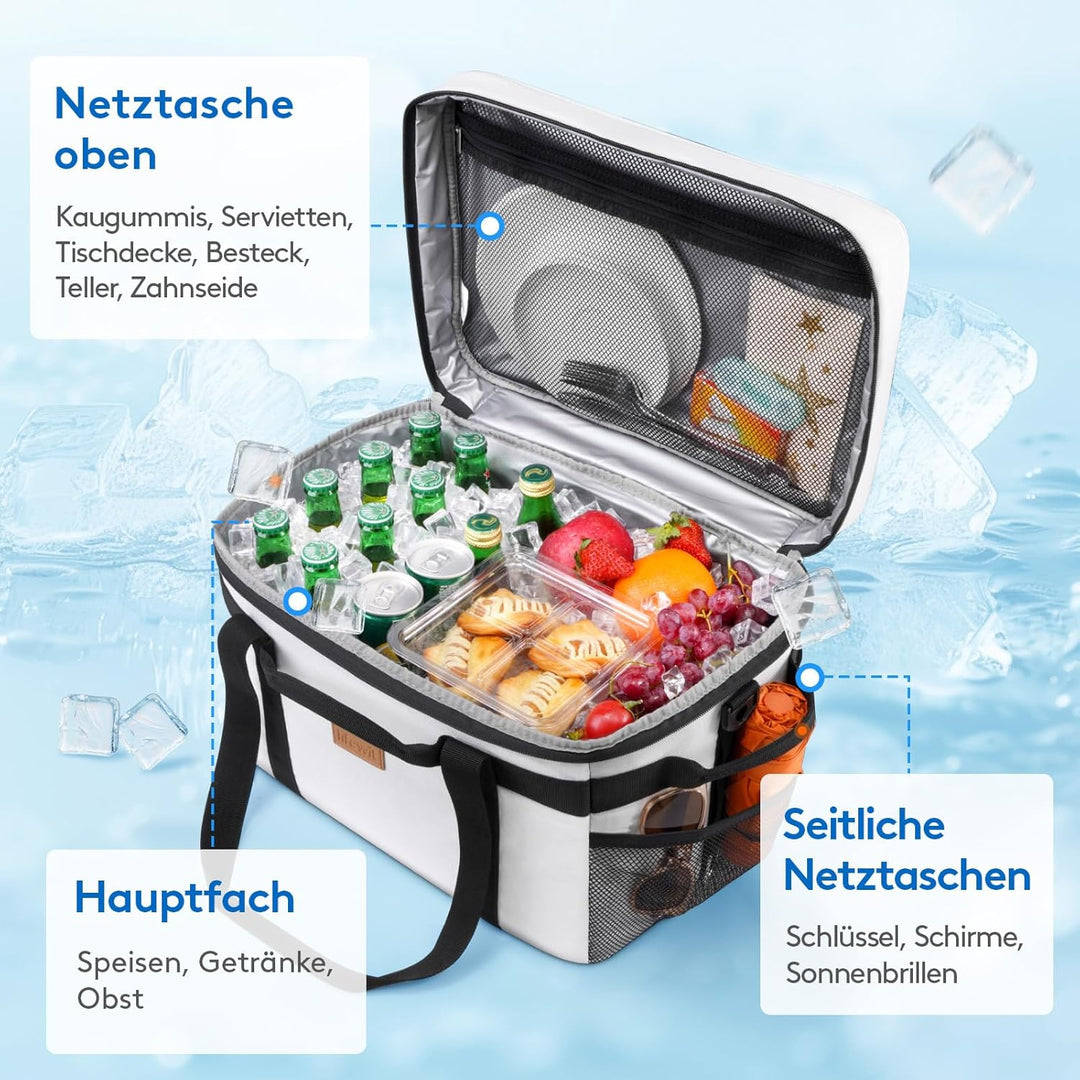Lifewit Kühltasche 30L 50 Dosen, Faltbar Picknicktasche für Essen & Getränke, Kühlbox Tragbare Eista