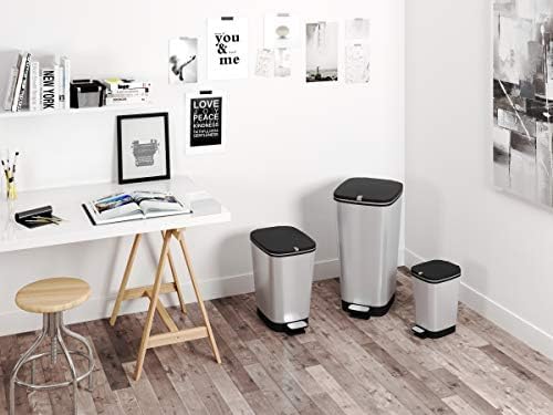 CURVER KIS Chic Bin Style Abfallbehälter, Kunststoff, Silber Metallic, 25 Liter, 26,5 x 40,5 x 45cm