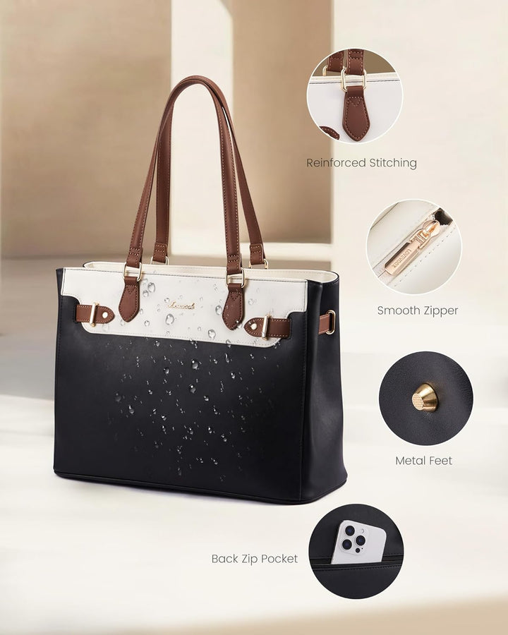 LOVEVOOK Handtasche Damen Mittelgross, 15,6" Shopper Tasche Arbeitstasche Elegant Laptoptasche Gross