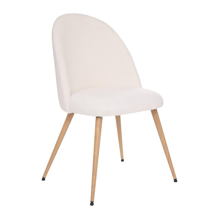 Stuhl Slano - Bouclé - Beine aus Buchenholzimitat - weiss - Weiss - Atmosphera créateur d'intérieur