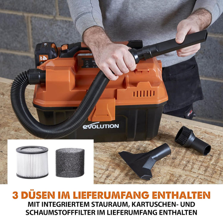 Evolution Power Tools R11VAC-Li Kabelloser Nass- und Trockensauger und Staubabsauger mit leistungsst