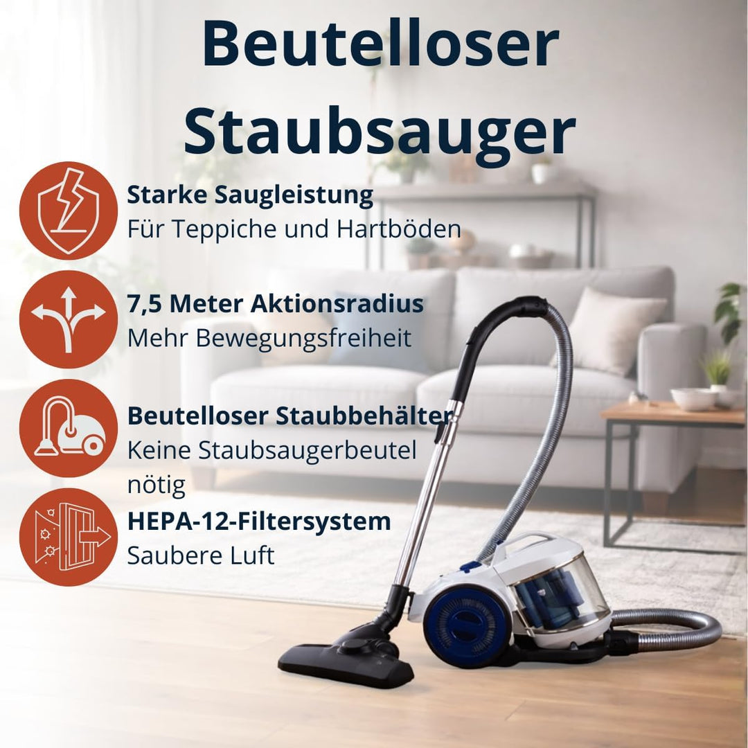 Dirt Devil Staubsauger ohne Beutel DD2503 – Staubsauger 800W HEPA 12 Filter – mit Kombibürste, Fugen