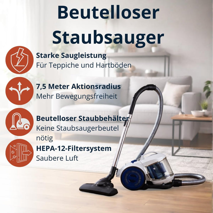 Dirt Devil Staubsauger ohne Beutel DD2503 – Staubsauger 800W HEPA 12 Filter – mit Kombibürste, Fugen