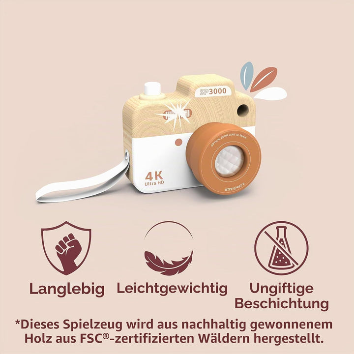 Kamera 9,9x6,7x8cm bunt - Speedy Monkey, Holz Spielzeug für Kinder, Liebevolle Details- tolle Gesche