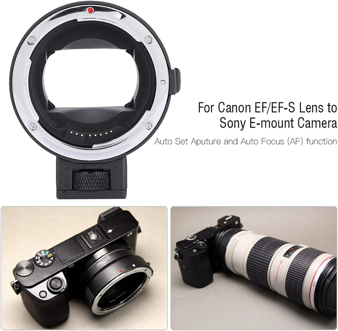 Qiilu Kameraobjektivadapter, Professioneller Autofokus EF-NEX II-Adapter für Canon EF/EF-S-Objektiv