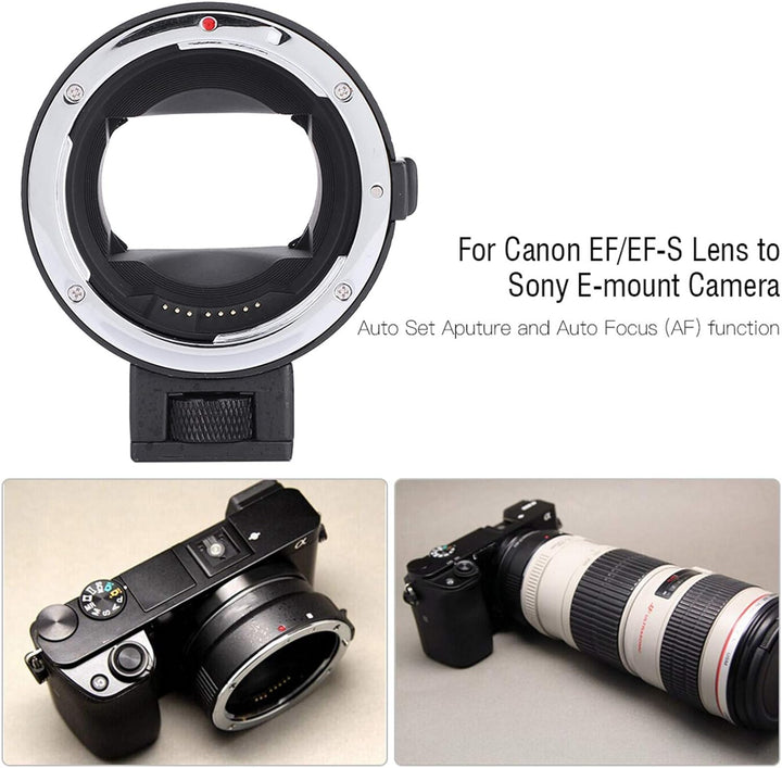 Qiilu Kameraobjektivadapter, Professioneller Autofokus EF-NEX II-Adapter für Canon EF/EF-S-Objektiv