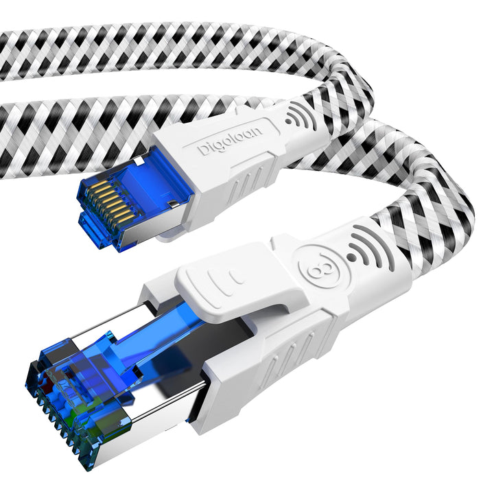 Digoloan Ethernet Kabel Cat 8 LAN Netzwerkkabel RJ45 10Meter, Flaches Nylon Internet 15m 20m 30m 40G