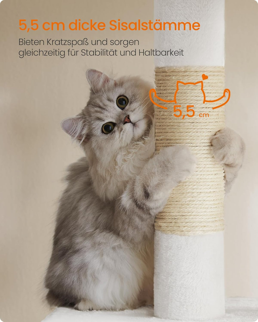 Feandrea Kratzbaum, 84 cm Katzenbaum, L, Katzenhaus für grosse Katzen bis zu 7 kg, grosse Plattform,