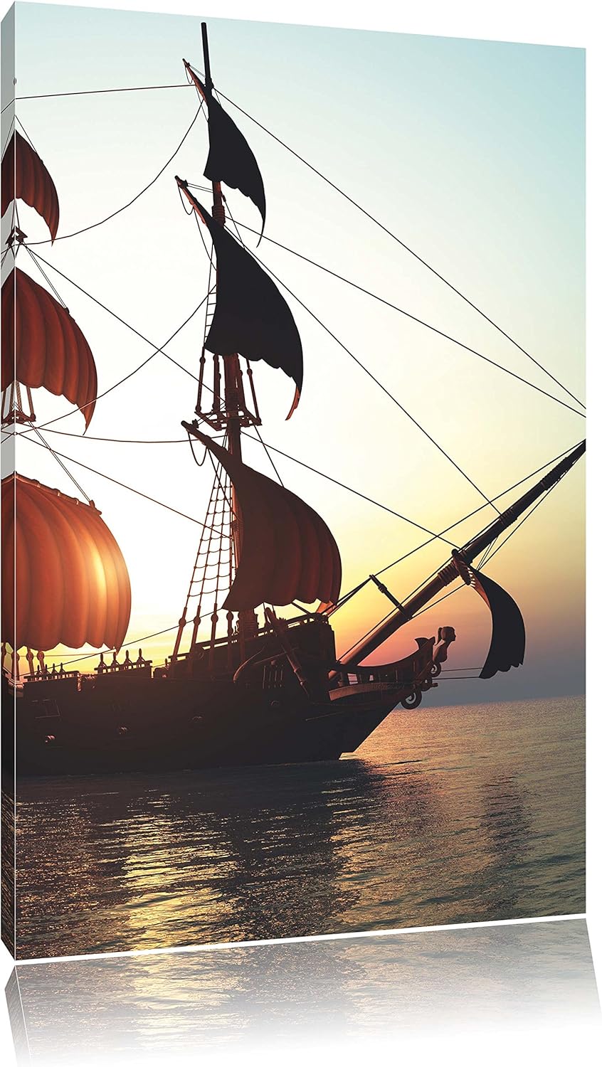 Altes Segelschiff, Format: 100x70 auf Leinwand, XXL riesige Bilder fertig gerahmt mit Keilrahmen, Ku