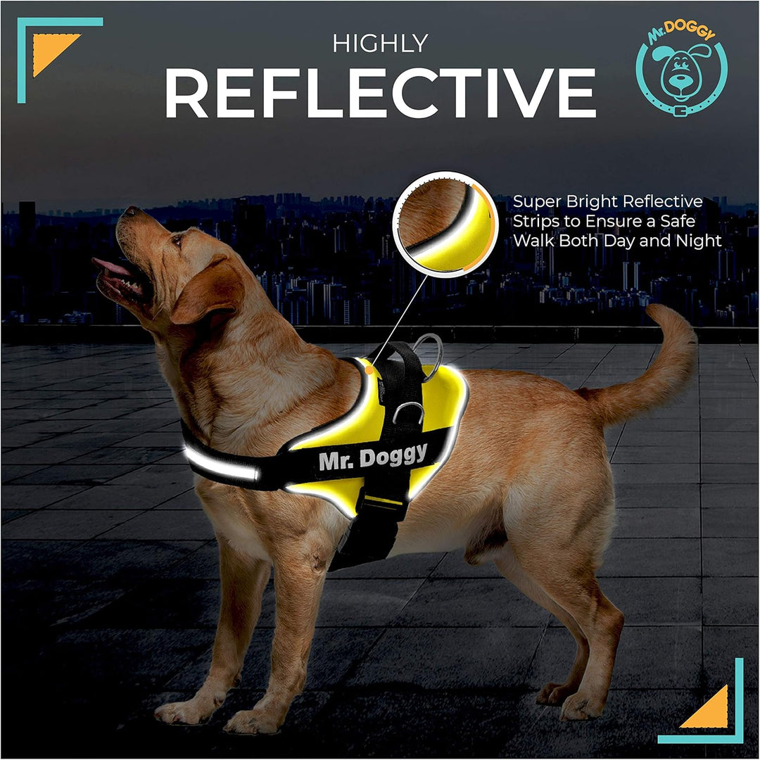 SUPER DOGGY Personalisiertes Hundegeschirr - Reflektierendes und sicheres Hundegeschirr - Enthält 2