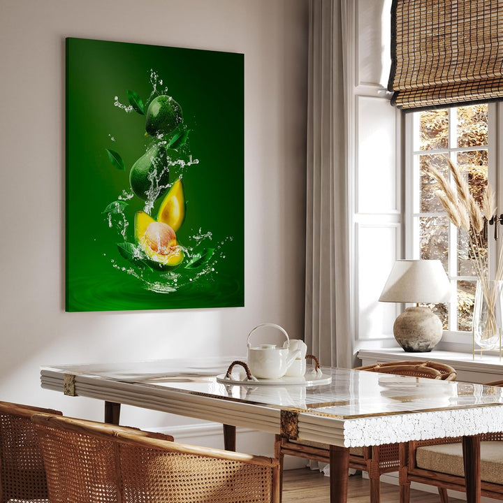 wandmotiv24 Obst & Gemüse als Leinwandbild, 40x30cm, Hochformat, Avocado, Grün, Gelb, Küche, Lebensm