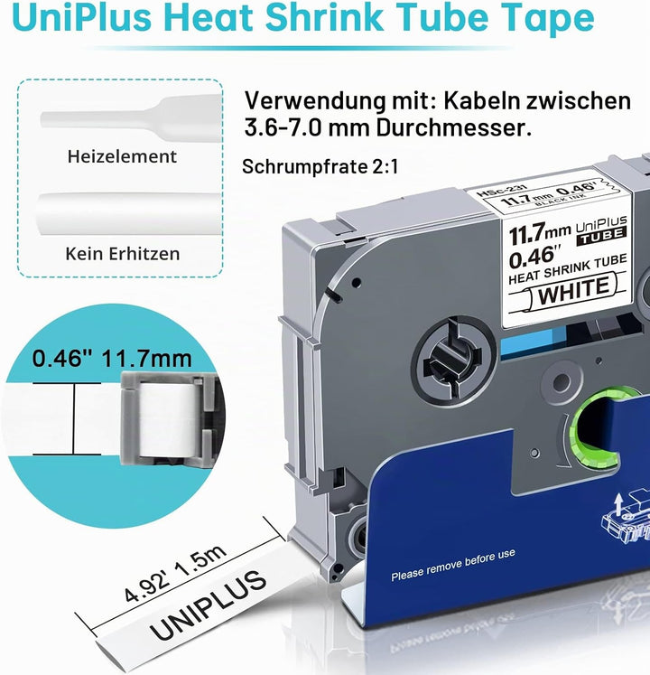 UniPlus 3x Kompatibel Schrumpfschlauch Ersatz für Brother Hse-231 Hse231 Etikettenband für Brother P