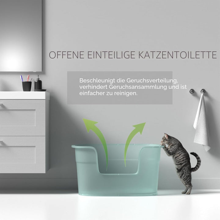 Extra grosse Katzentoilette, einfache Reinigung, abgesenkter Eingang, auslaufsicher, 63 x 45 x 33 cm