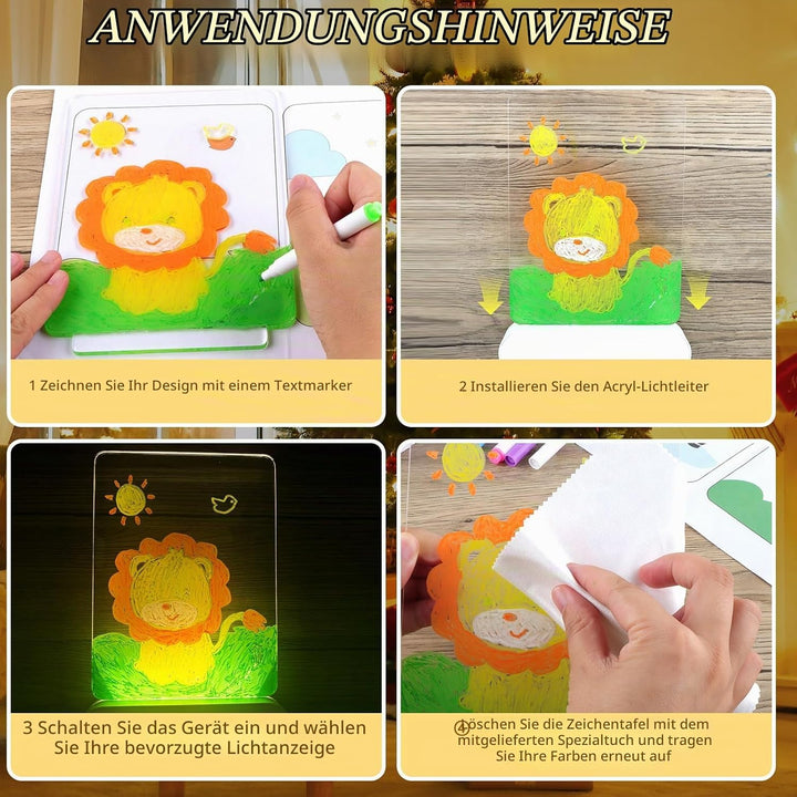 TXErfolg LED Notiztafel mit Farben, Leuchtendes Led Zeichenbrett für Kinder, 20x15cm Acryl Notiztafe