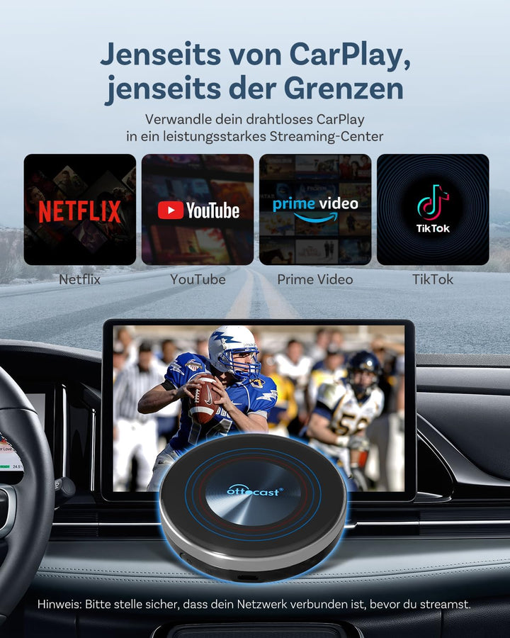 2026 Ottocast I3 AI Box für BMW, Wireless CarPlay Adapter mit Netflix/YouTube Unterstützung, Android