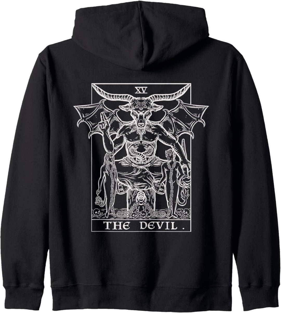 The Devil Tarotkarte Baphomet Goth Satanic Okkult Back Print Kapuzenjacke