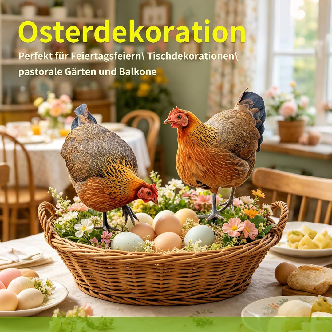 2er Set Metall Henne Gartenstecker, Gartendeko Metall Hühner Figuren für draussen, wetterfeste Handa