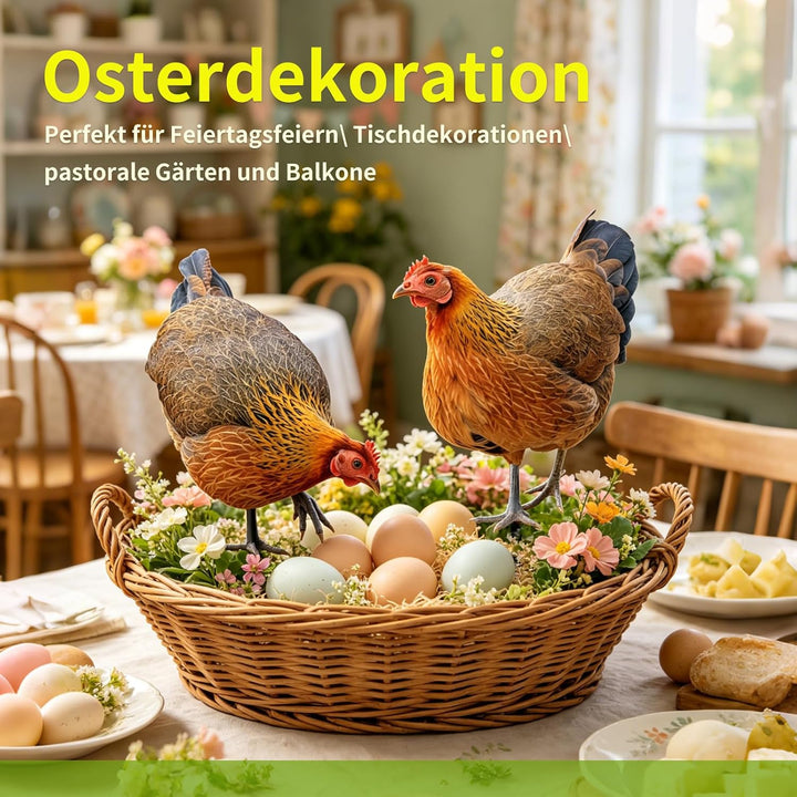 2er Set Metall Henne Gartenstecker, Gartendeko Metall Hühner Figuren für draussen, wetterfeste Handa