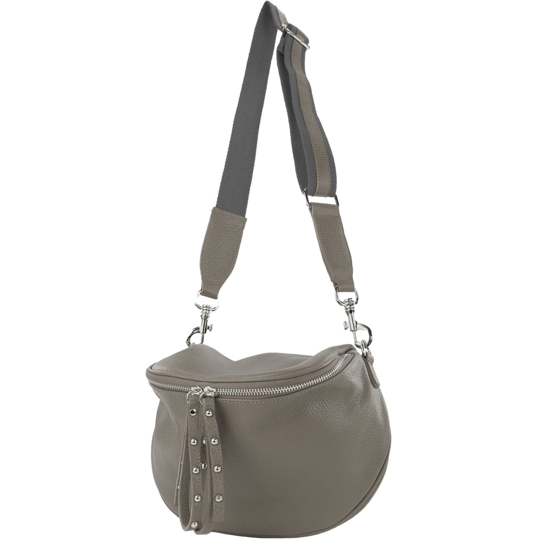 modamoda de - T236 - Umhängetasche Klein Small aus ital. Leder Graphitgrau, Graphitgrau