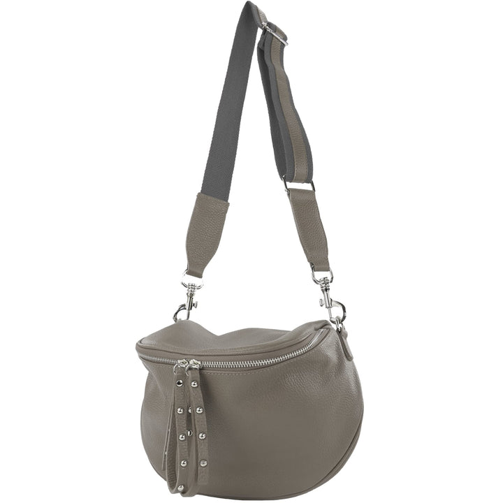 modamoda de - T236 - Umhängetasche Klein Small aus ital. Leder Graphitgrau, Graphitgrau