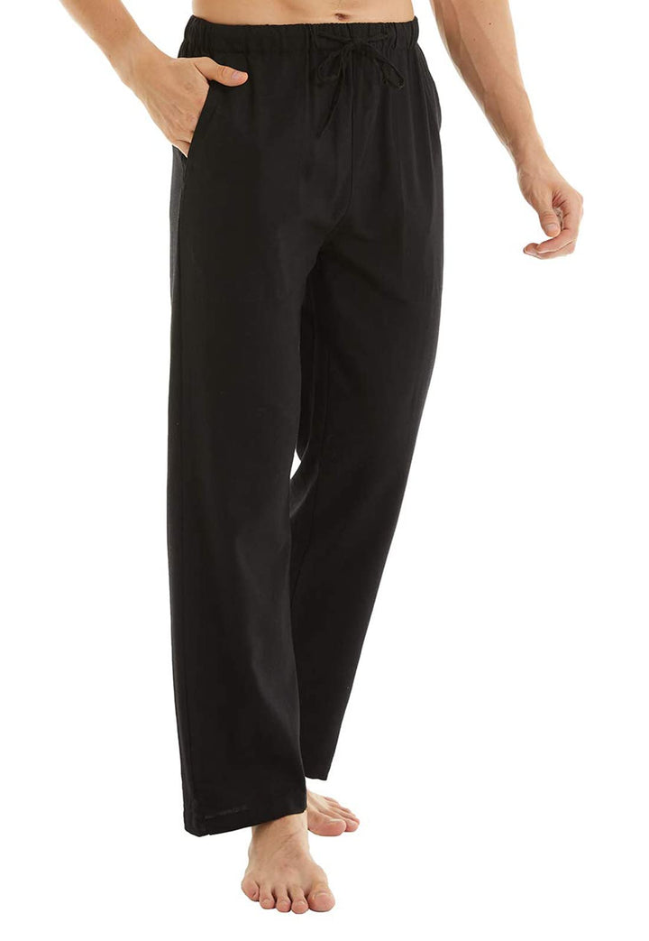 YuKaiChen Herren Leinenhose Herren Lang Sommerhose Weit Leicht Loose Fit Freizeithose Yoga Urlaub St