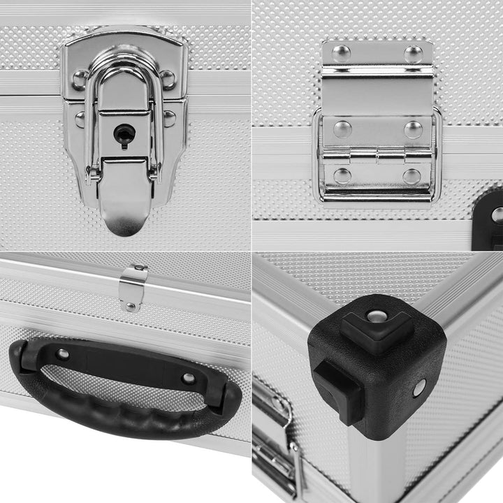 anndora Werkzeugkoffer 70101 Werkzeugkiste 42,5 x 30,5 x 12,5 cm abschliessbar - Silber Aluminium, S