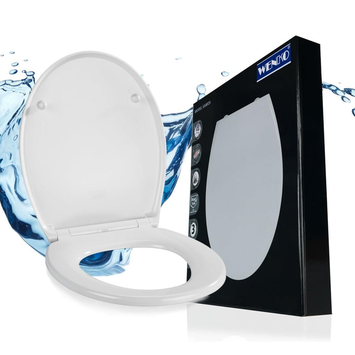 WENKO WC-Sitz Samos Weiss, hygienischer Toilettensitz mit Absenkautomatik, mit Fix-Clip Hygiene-Befe