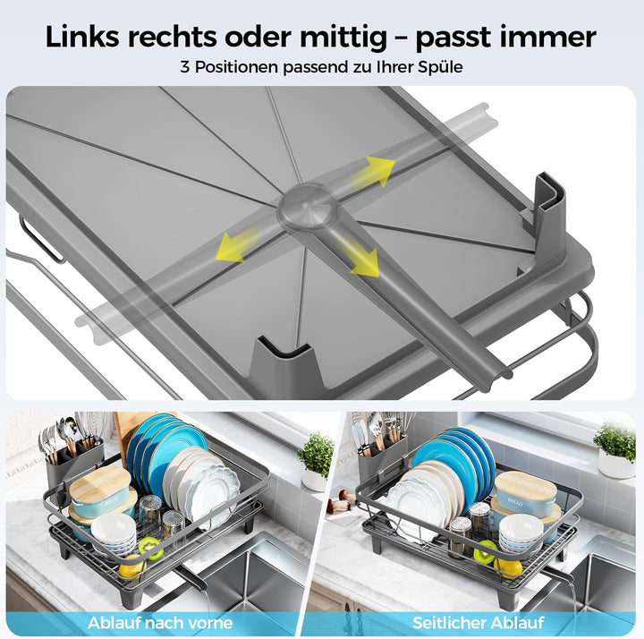 Abtropfgestell Geschirr, Platzsparender Abtropfgestell für Küchentheke, Geschirrabtropfgestell aus E