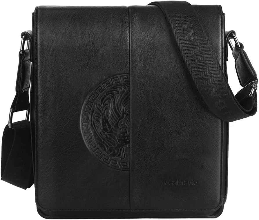 Leathario Herren Umhängetasche PU Leder Schultertasche Herrentasche mit Grosser Kapazität für Alltag