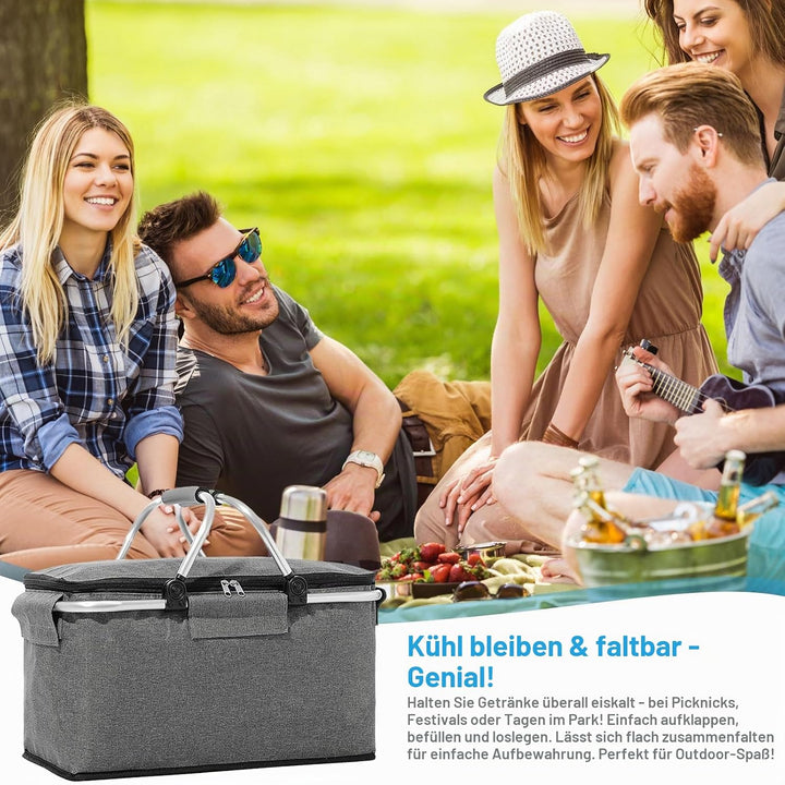 18L Einkaufskorb Faltbar, Einkaufskorb mit Kühlfunktion, mit Deckel, Korb Einkaufen, Kühlkorb Klappb