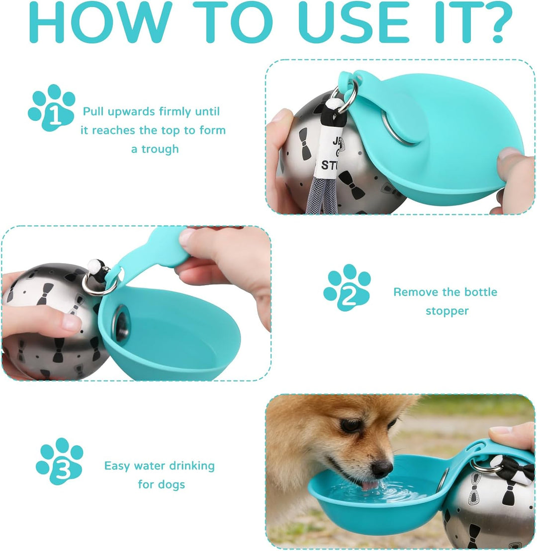 Trinkflasche Hunde Für Unterwegs, 285ml Edelstahl Hundetrinkflasche Für Unterwegs, Tragbare Auslaufs