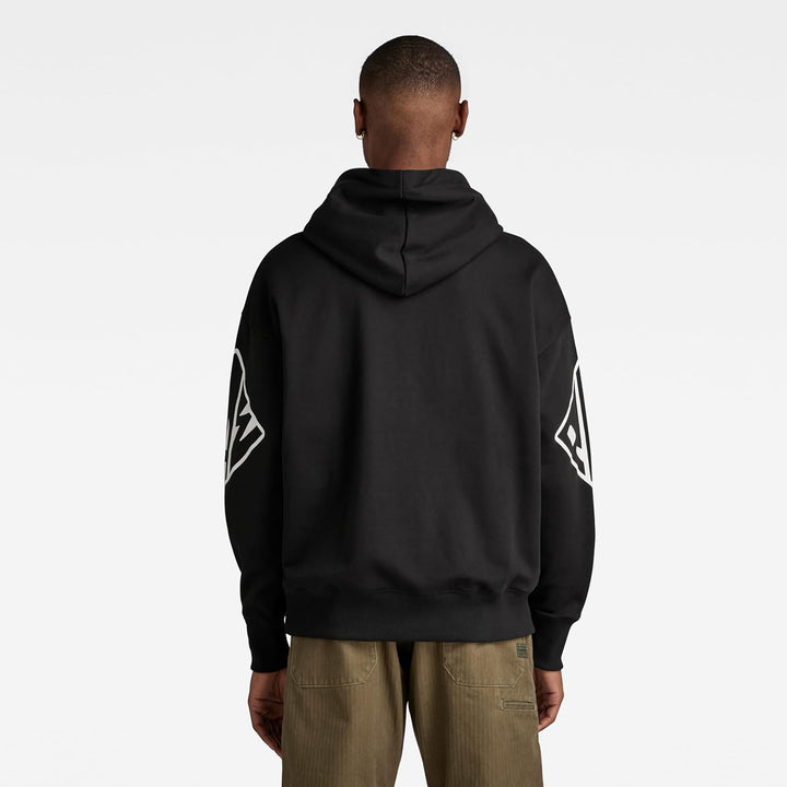 G-STAR Herren Sleeve Graphics Oversized Hoodie Sweats XS Schwarz (Dk Black D22321-a613-6484), XS Sch