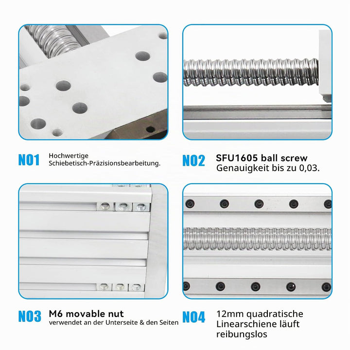 RATTMMOTOR Lineartisch-Aktuator,CNC Linearantrieb Effektiver Hub 300mm Linearführung Mini CNC Linear
