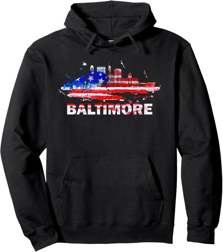 Stolz American Cityscape - Baltimore Maryland Skyline Pullover Hoodie