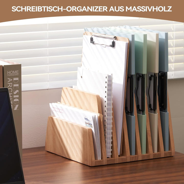 KIRIGEN hölzernen Schreibtisch Mail Organizer 7 Slots File Paper Holder Desktop Holz Dokument Letter