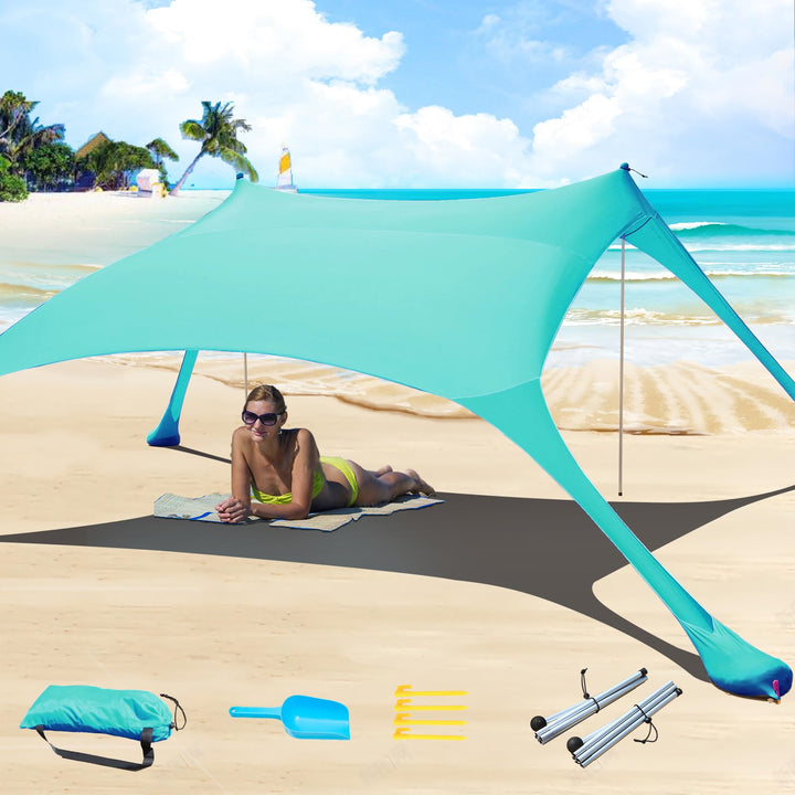 Strandzelt, Pop-Up, 2x2.1 m, LSF 50, Lycra, Sonnenschutz, für den Aussenbereich, Anti-Wind, Sonnensc