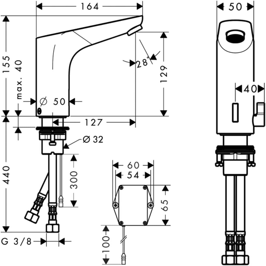 Hansgrohe 31171000 elektronische Waschtisch Armatur Focus Batteriebetrieb 6 V mit Temperatur-Regulie