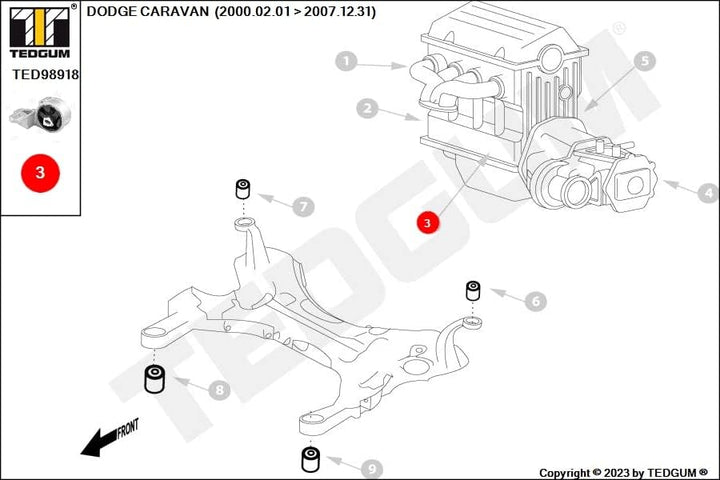 TEDGUM TED98918 MOTORTRÄGER VORNE