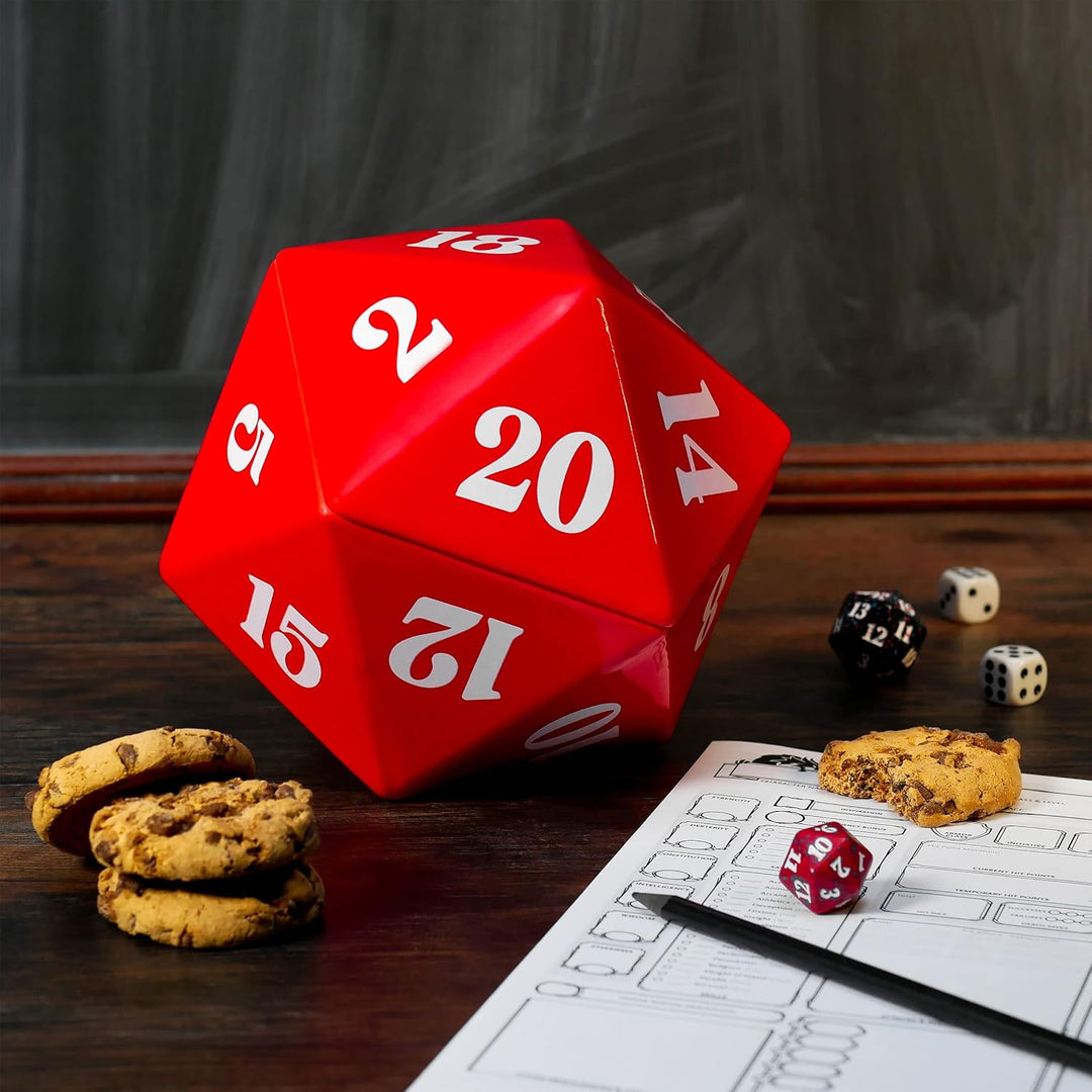 Elbenwald D20 Würfel Keksdose für Pen & Paper Fans Keramik rot