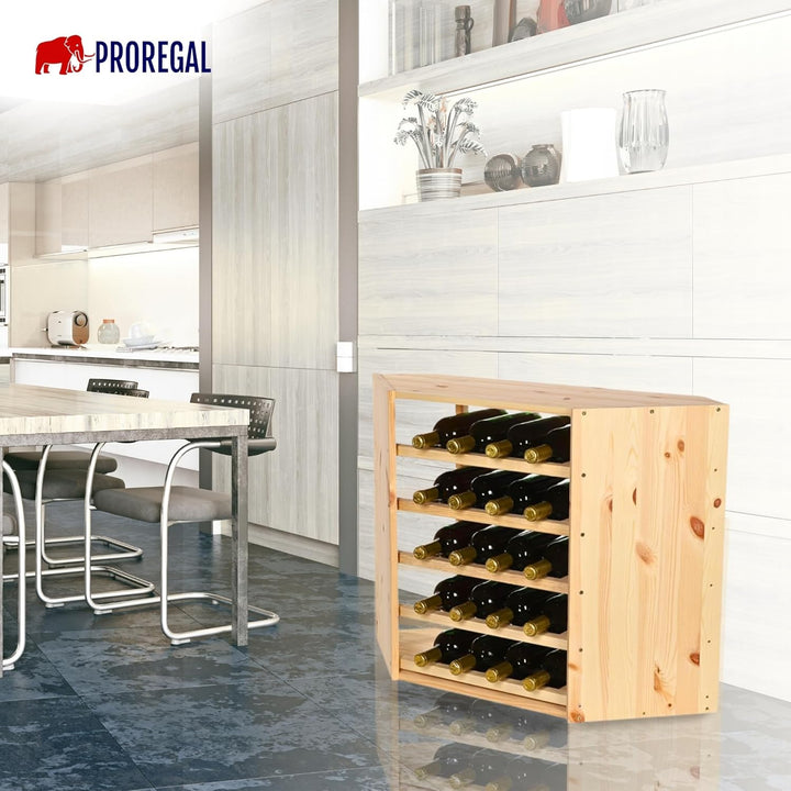 PROREGAL Modulares Weinregal VINCELLAR MOD | HxBxT 60x30x30cm | Eckmodul für 18 Flaschen | Massives