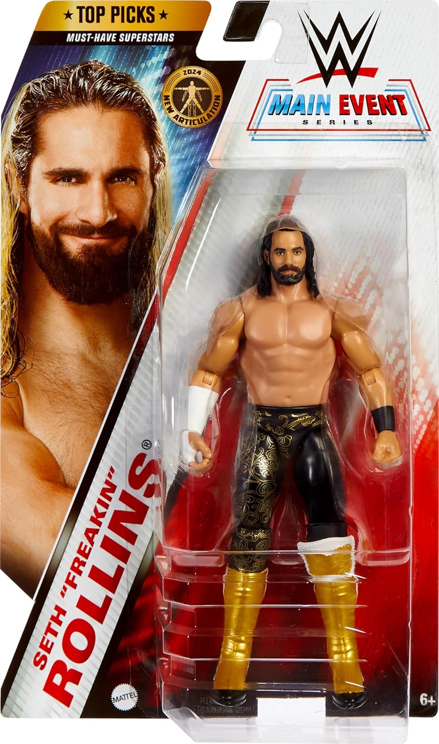 Mattel WWE Top Picks Actionfigur, 15,2 cm grosse Seth Rollins zum Sammeln, mit 14 Gelenkpunkten und