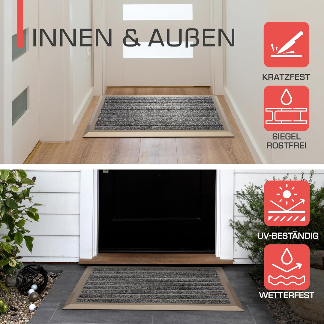 bomoe Fussmatte Aussen 50x80 cm – rutschfest Rostfrei Fussabtreter Aussenbereich – Outdoor-Fussmatte