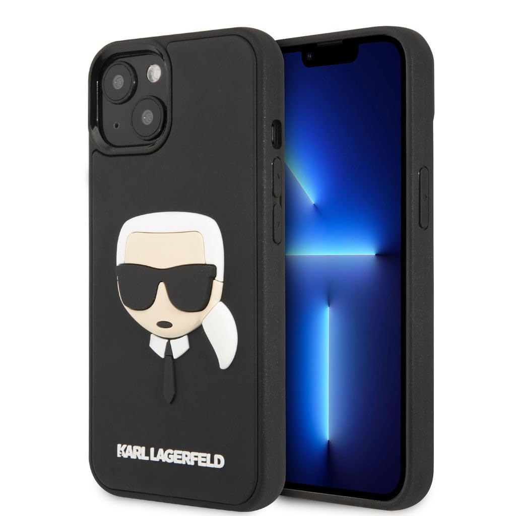 KARL LAGERFELD KLHCP14SKH3DBK hülle für iPhone 14 6,1" schwarz/Black hardcase 3D Rubber Karl`s Head