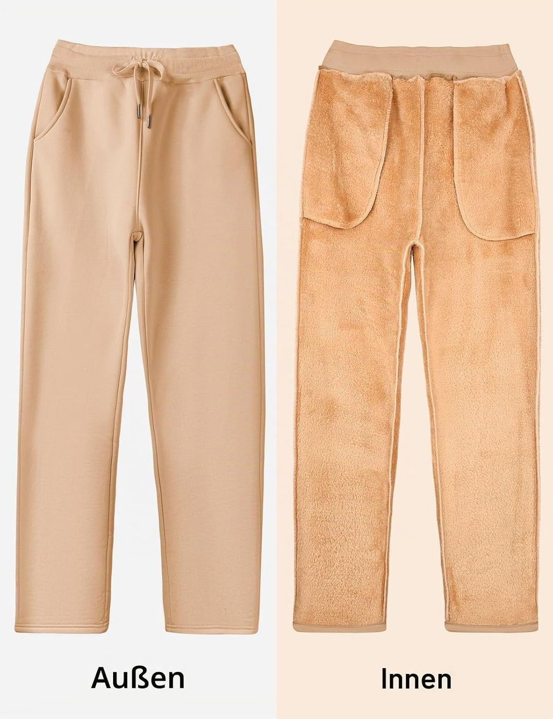 Damen Warme Jogginghose Thermo Fleece Gefütterte Winter Hosen Lamm Plüsch Kordelzug Sweathose mit Ta