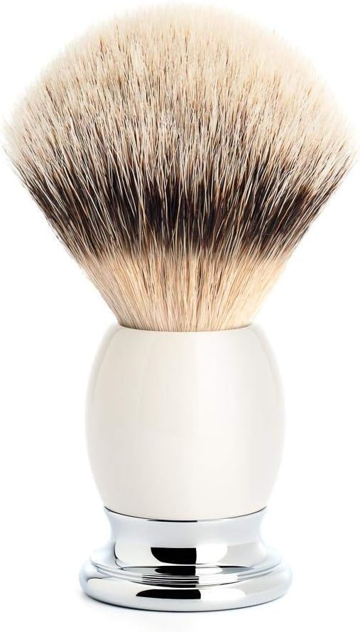 MÜHLE Rasierset mit Schale - Sophist Serie - Silberspitz Dachszupf - Rasierhobel - Porzellan weiss S