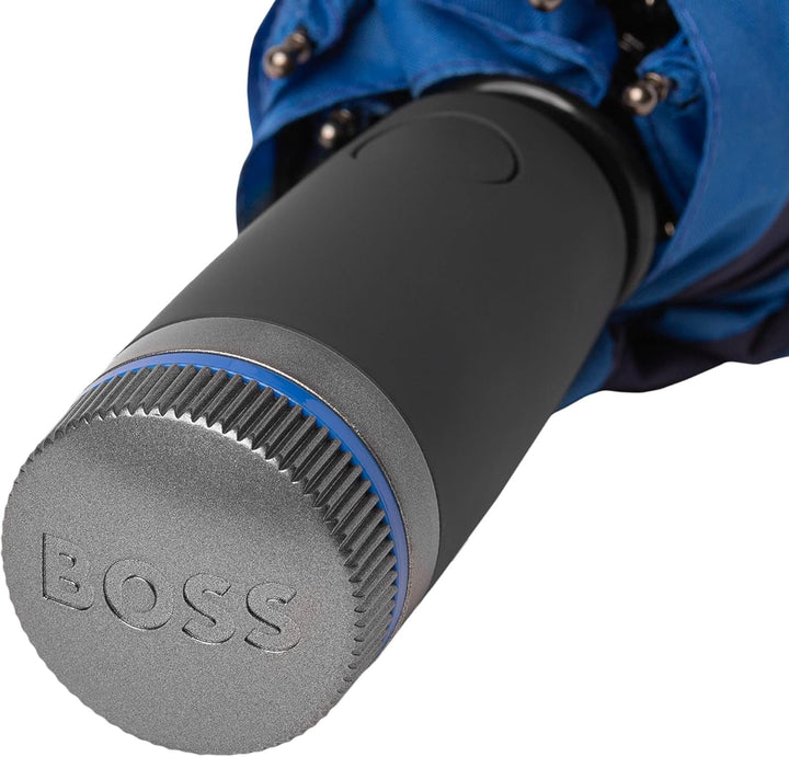 Hugo Boss Gear Regenschirm Taschenschirm aus Polyester in der Farbe Blau, Masse offen: Länge ca. 62