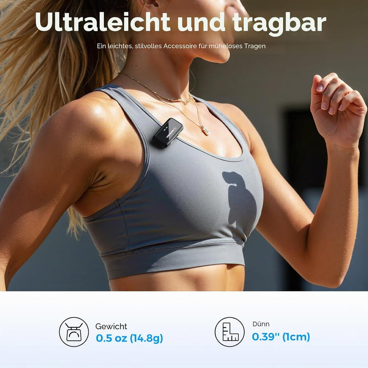 NearStream Kabellose Lavalier Mikrofon mit Geräuschunterdrückung, 200 m Übertragung, LCD-Display, Mi