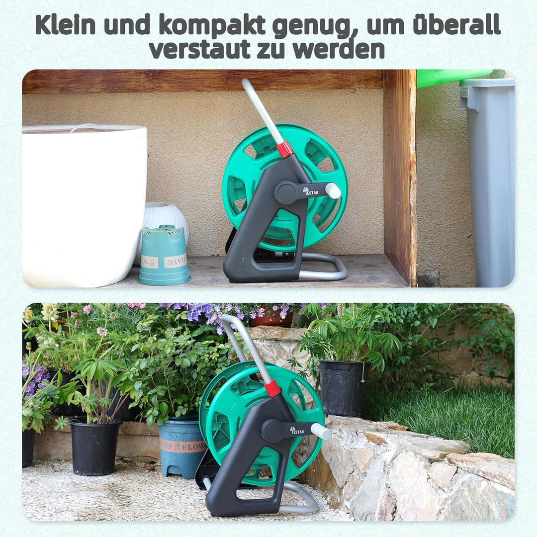 Schlauchtrommel, Wasserschlauchtrommel für 21-25m 1/2" Gartenschlauch, Schlauchhalter mit Schlauchan