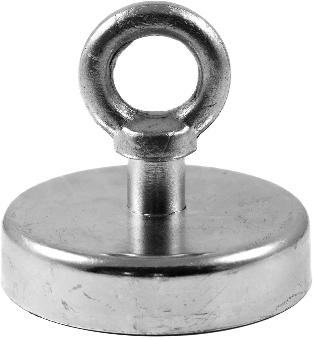 Magnetastico® | 2 Stück Neodym N35 Ösenmagnete 75 mm Ø | Haftkraft 164.0 Kilogramm | 2 Stück Ultra S